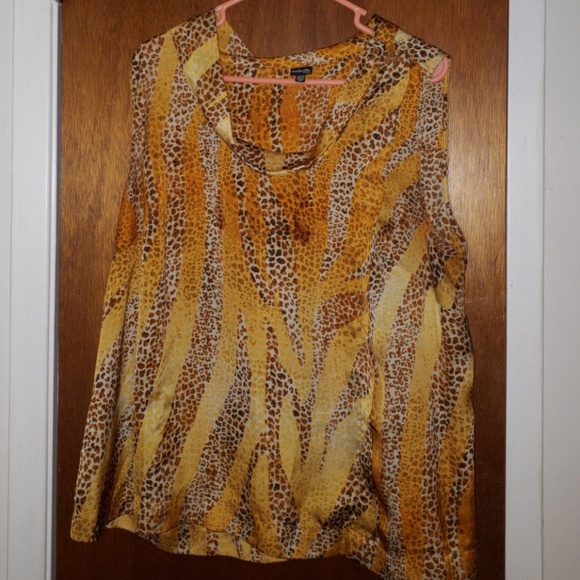 Gold/ brown animal print blouse - Picture 2 of 3